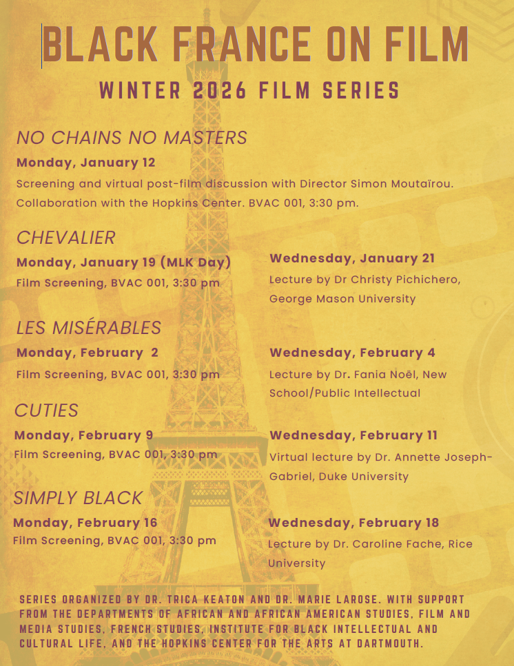 Black France on Film Winter 2026 event poster